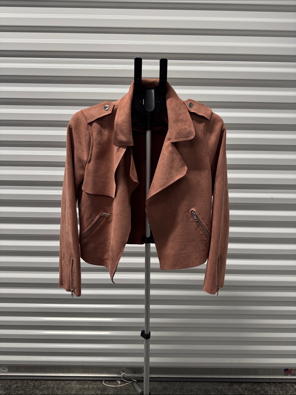 Skies Are Blue Dusty Rose Suede Moto Jacket